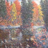 Fall Stream 2 Painting of Maine by David Rosenthal